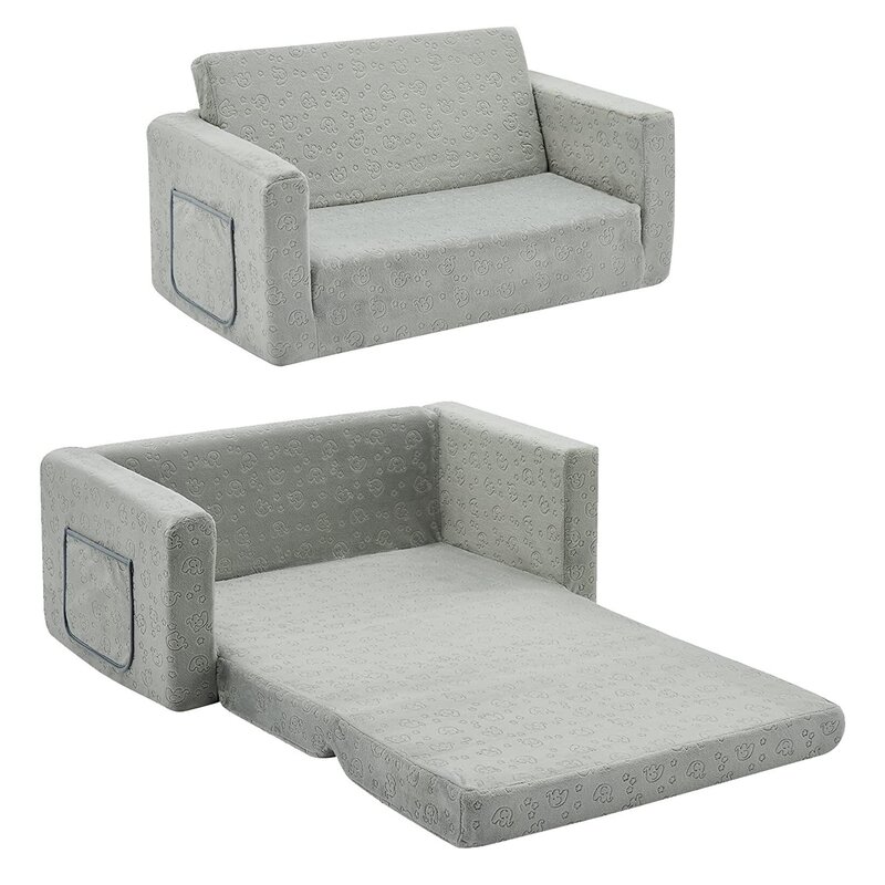 Alexandrea Kids 5.5 Sleeper Sofa Sectional and Ottoman Mack Milo Color Gray Elephant